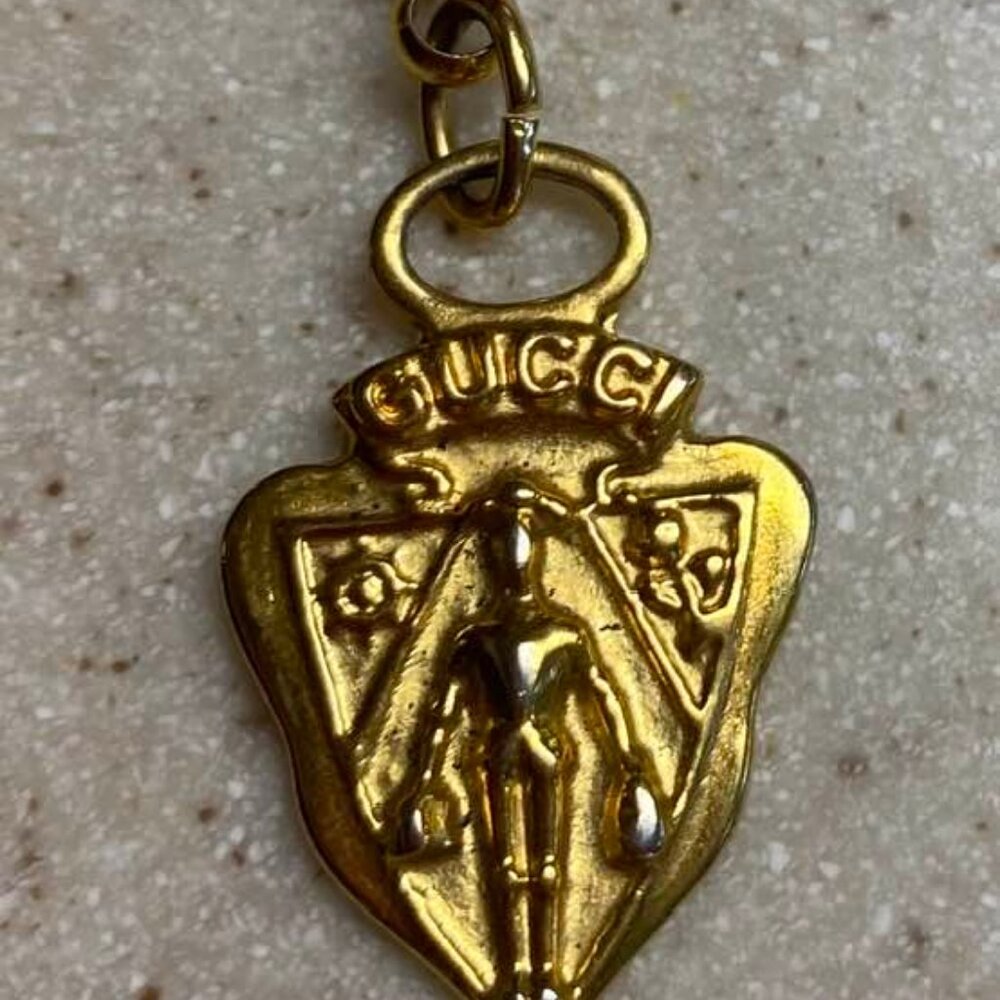 Gucci Gold Knight Crest Zipper Pull Bag Charm Like NEW